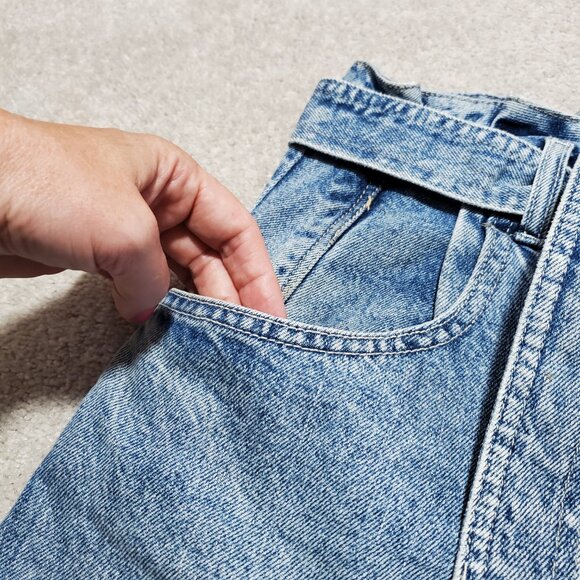 WE THE FREE East Of Eden Denim Mini Skirt Free People Retro Raw Hem Women's 25 - Picture 5 of 14